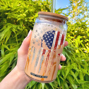 Funny 4th Of July Vintage American Flag Skull Skeleton Glass Can TS11 Print Your Wear
