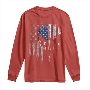 Funny 4th Of July Vintage American Flag Skull Skeleton Long Sleeve Shirt TS11 Red Print Your Wear