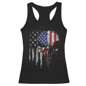 Funny 4th Of July Vintage American Flag Skull Skeleton Racerback Tank Top TS11 Black Print Your Wear