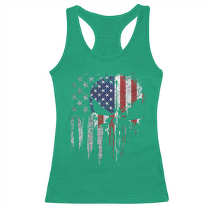 Funny 4th Of July Vintage American Flag Skull Skeleton Racerback Tank Top TS11 Irish Green Print Your Wear