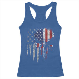 Funny 4th Of July Vintage American Flag Skull Skeleton Racerback Tank Top TS11 Royal Blue Print Your Wear