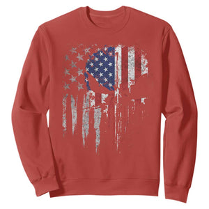 Funny 4th Of July Vintage American Flag Skull Skeleton Sweatshirt TS11 Red Print Your Wear