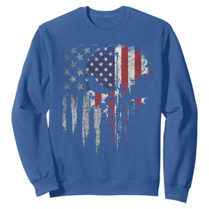 Funny 4th Of July Vintage American Flag Skull Skeleton Sweatshirt TS11 Royal Blue Print Your Wear