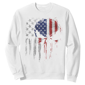 Funny 4th Of July Vintage American Flag Skull Skeleton Sweatshirt TS11 White Print Your Wear