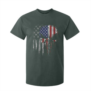 Funny 4th Of July Vintage American Flag Skull Skeleton T Shirt For Kid TS11 Dark Forest Green Print Your Wear