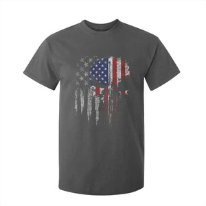 Funny 4th Of July Vintage American Flag Skull Skeleton T Shirt For Kid TS11 Dark Heather Print Your Wear