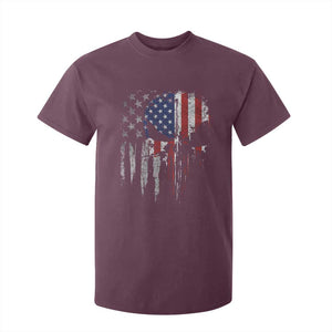Funny 4th Of July Vintage American Flag Skull Skeleton T Shirt For Kid TS11 Maroon Print Your Wear