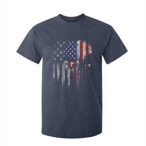 Funny 4th Of July Vintage American Flag Skull Skeleton T Shirt For Kid TS11 Navy Print Your Wear