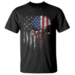 Funny 4th Of July Vintage American Flag Skull Skeleton T Shirt TS11 Black Print Your Wear