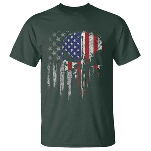 Funny 4th Of July Vintage American Flag Skull Skeleton T Shirt TS11 Dark Forest Green Print Your Wear