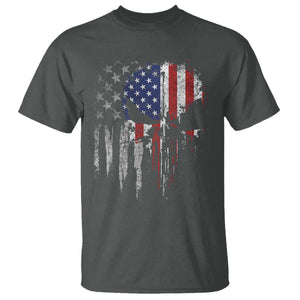 Funny 4th Of July Vintage American Flag Skull Skeleton T Shirt TS11 Dark Heather Print Your Wear