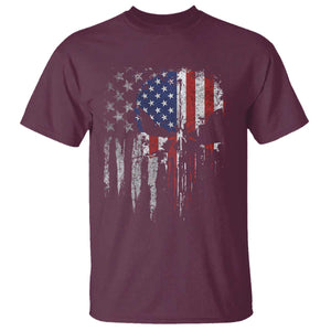 Funny 4th Of July Vintage American Flag Skull Skeleton T Shirt TS11 Maroon Print Your Wear