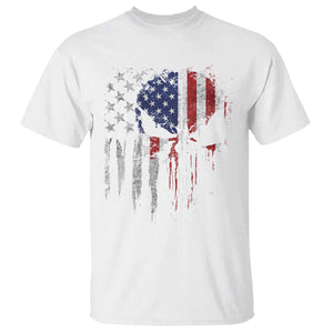 Funny 4th Of July Vintage American Flag Skull Skeleton T Shirt TS11 White Print Your Wear