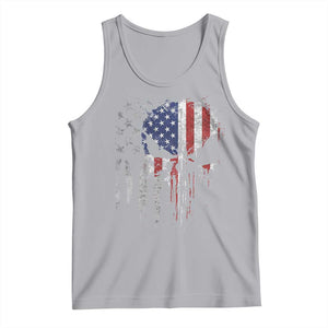 Funny 4th Of July Vintage American Flag Skull Skeleton Tank Top TS11 Athletic Heather Print Your Wear