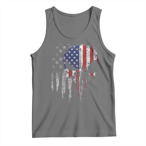 Funny 4th Of July Vintage American Flag Skull Skeleton Tank Top TS11 Black Heather Print Your Wear
