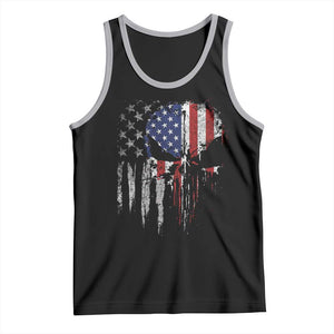 Funny 4th Of July Vintage American Flag Skull Skeleton Tank Top TS11 Black Athletic Heather Print Your Wear