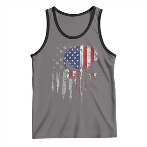 Funny 4th Of July Vintage American Flag Skull Skeleton Tank Top TS11 Deep Heather Black Print Your Wear
