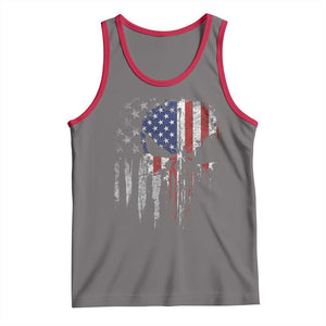 Funny 4th Of July Vintage American Flag Skull Skeleton Tank Top TS11 Deep Heather Red Print Your Wear