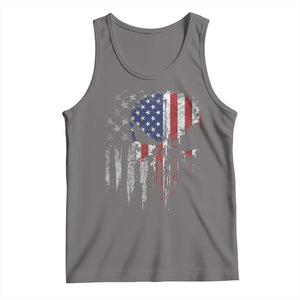 Funny 4th Of July Vintage American Flag Skull Skeleton Tank Top TS11 Deep Heather Print Your Wear