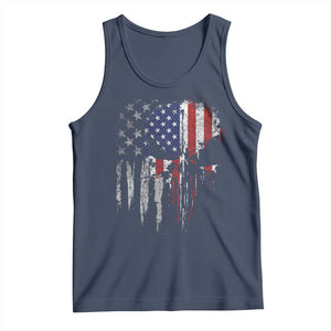 Funny 4th Of July Vintage American Flag Skull Skeleton Tank Top TS11 Navy Print Your Wear