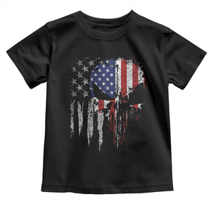 Funny 4th Of July Vintage American Flag Skull Skeleton Toddler T Shirt TS11 Black Print Your Wear
