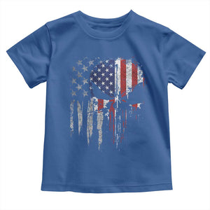 Funny 4th Of July Vintage American Flag Skull Skeleton Toddler T Shirt TS11 Royal Blue Print Your Wear