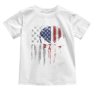 Funny 4th Of July Vintage American Flag Skull Skeleton Toddler T Shirt TS11 White Print Your Wear