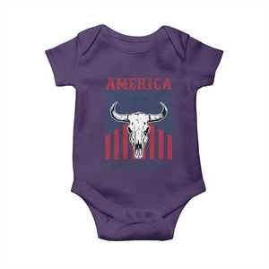 Funny 4th Of July Western Baby Onesie America EST 1776 Long Horn Skull TS11 Purple Print Your Wear