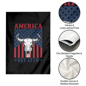 Funny 4th Of July Western Garden Flag America EST 1776 Long Horn Skull TS11 Print Your Wear