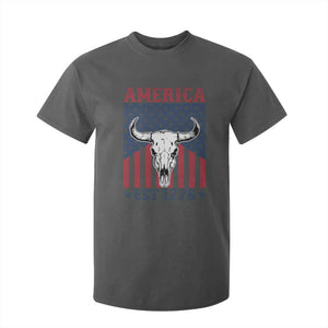 Funny 4th Of July Western T Shirt For Kid America EST 1776 Long Horn Skull TS11 Dark Heather Print Your Wear