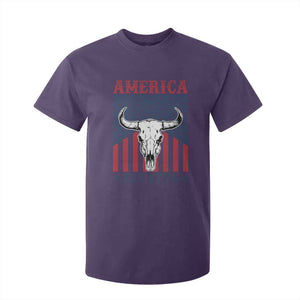 Funny 4th Of July Western T Shirt For Kid America EST 1776 Long Horn Skull TS11 Purple Print Your Wear