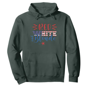 Funny 4th Of july Red White And Blonde Hoodie Patriotic American Flag TS11 Dark Forest Green Print Your Wear