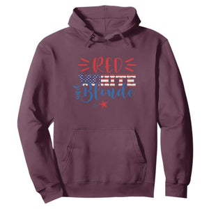 Funny 4th Of july Red White And Blonde Hoodie Patriotic American Flag TS11 Maroon Print Your Wear
