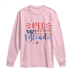 Funny 4th Of july Red White And Blonde Long Sleeve Shirt Patriotic American Flag TS11 Light Pink Print Your Wear