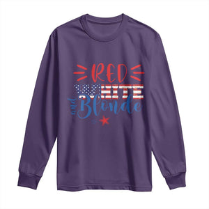 Funny 4th Of july Red White And Blonde Long Sleeve Shirt Patriotic American Flag TS11 Purple Print Your Wear