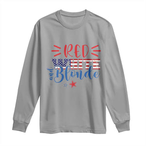 Funny 4th Of july Red White And Blonde Long Sleeve Shirt Patriotic American Flag TS11 Sport Gray Print Your Wear