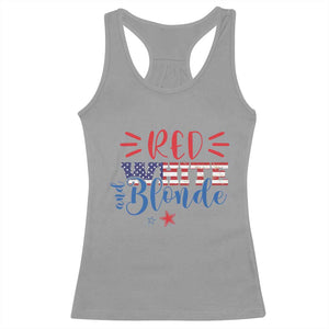 Funny 4th Of july Red White And Blonde Racerback Tank Top Patriotic American Flag TS11 Sport Gray Print Your Wear