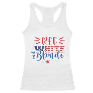 Funny 4th Of july Red White And Blonde Racerback Tank Top Patriotic American Flag TS11 White Print Your Wear