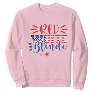 Funny 4th Of july Red White And Blonde Sweatshirt Patriotic American Flag TS11 Light Pink Print Your Wear