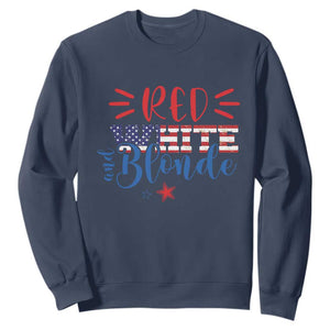 Funny 4th Of july Red White And Blonde Sweatshirt Patriotic American Flag TS11 Navy Print Your Wear