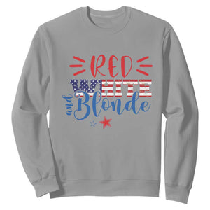 Funny 4th Of july Red White And Blonde Sweatshirt Patriotic American Flag TS11 Sport Gray Print Your Wear