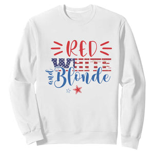 Funny 4th Of july Red White And Blonde Sweatshirt Patriotic American Flag TS11 White Print Your Wear