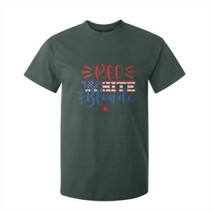 Funny 4th Of july Red White And Blonde T Shirt For Kid Patriotic American Flag TS11 Dark Forest Green Print Your Wear