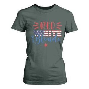 Funny 4th Of july Red White And Blonde T Shirt For Women Patriotic American Flag TS11 Dark Forest Green Print Your Wear