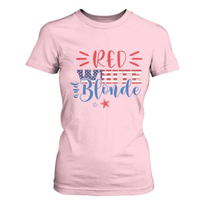 Funny 4th Of july Red White And Blonde T Shirt For Women Patriotic American Flag TS11 Light Pink Print Your Wear