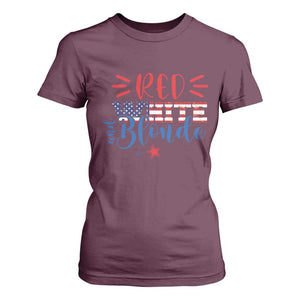 Funny 4th Of july Red White And Blonde T Shirt For Women Patriotic American Flag TS11 Maroon Print Your Wear
