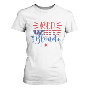Funny 4th Of july Red White And Blonde T Shirt For Women Patriotic American Flag TS11 White Print Your Wear