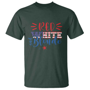 Funny 4th Of july Red White And Blonde T Shirt Patriotic American Flag TS11 Dark Forest Green Print Your Wear