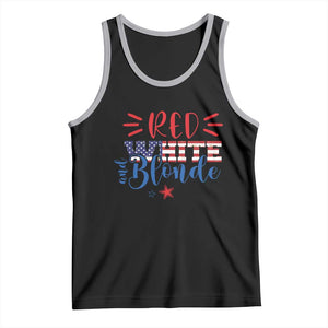 Funny 4th Of july Red White And Blonde Tank Top Patriotic American Flag TS11 Black Athletic Heather Print Your Wear