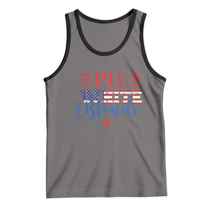 Funny 4th Of july Red White And Blonde Tank Top Patriotic American Flag TS11 Deep Heather Black Print Your Wear